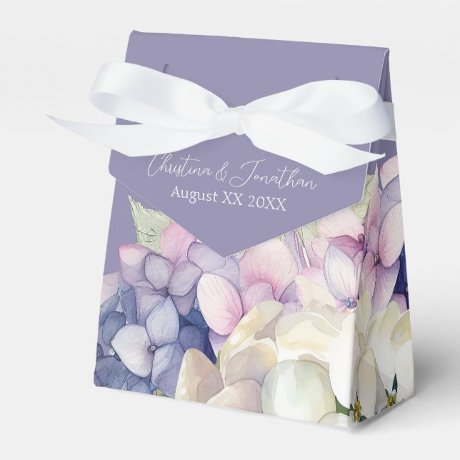 Ballotins Hydrangeas aquarelles violettes et blanches sur fo (Verso)
