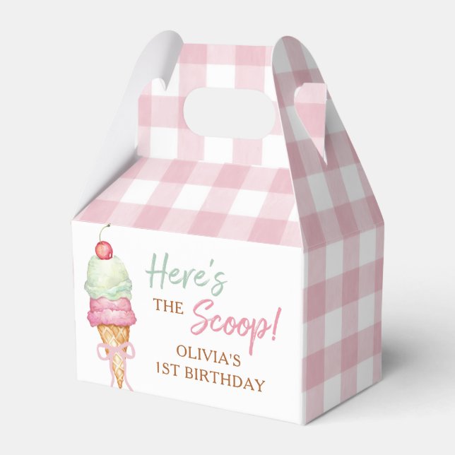Ballotins Ice Cream Pink Bow Gingham Birthday Party (Verso)