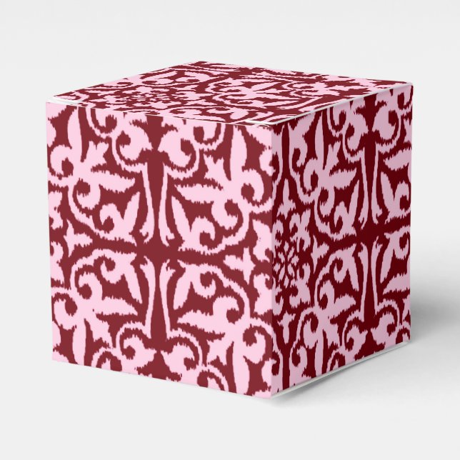 Ballotins Ikat damask pattern - Bourgogne et rose (Verso)