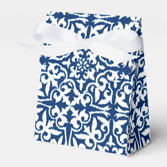 Ballotins Ikat damask pattern - Cobalt bleu et blanc (Verso)
