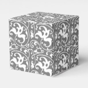Ballotins Ikat floral damassé - Gris et blanc