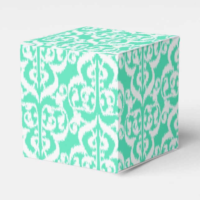 Ballotins Ikat Moorish Damask - aqua et blanc (Verso)