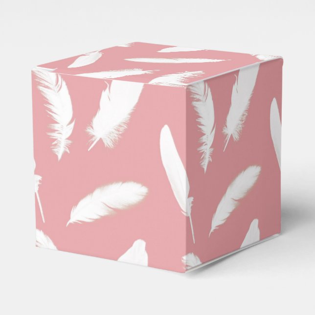 Ballotins Impression de plume blanche sur rose coquillage (Verso)