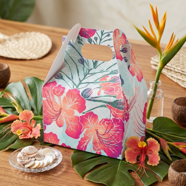 Ballotins Impression hawaïenne motif Ohai Alii v2 (ohai alii peacock flower party favor box)