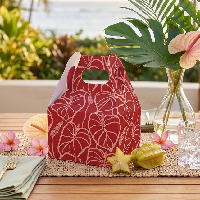 Ballotins Impression tropicale hawaïenne (Maroon Anthurium Party favor box
)