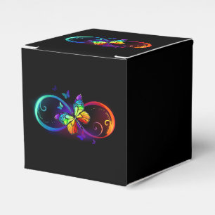 Ballotins Infini vibrant avec papillon arc-en-ciel sur fond