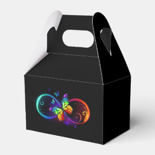 Ballotins Infini vibrant avec papillon arc-en-ciel sur fond