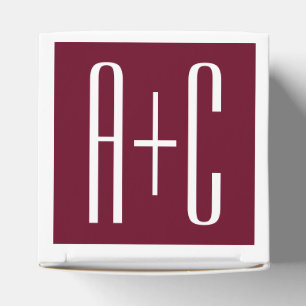 Ballotins Initiales de couples simples Blanc et bordeaux