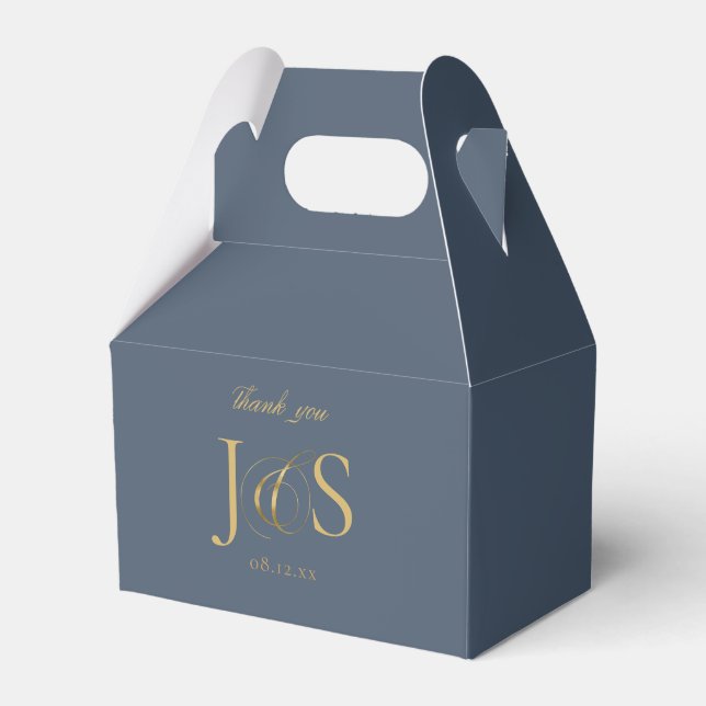 Ballotins Initiales de Mariage Elegance Simple ID1022 bleu (Verso)