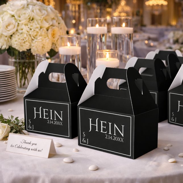 Ballotins Initiales de monogramme noir Date Mariage  (Créateur téléchargé)