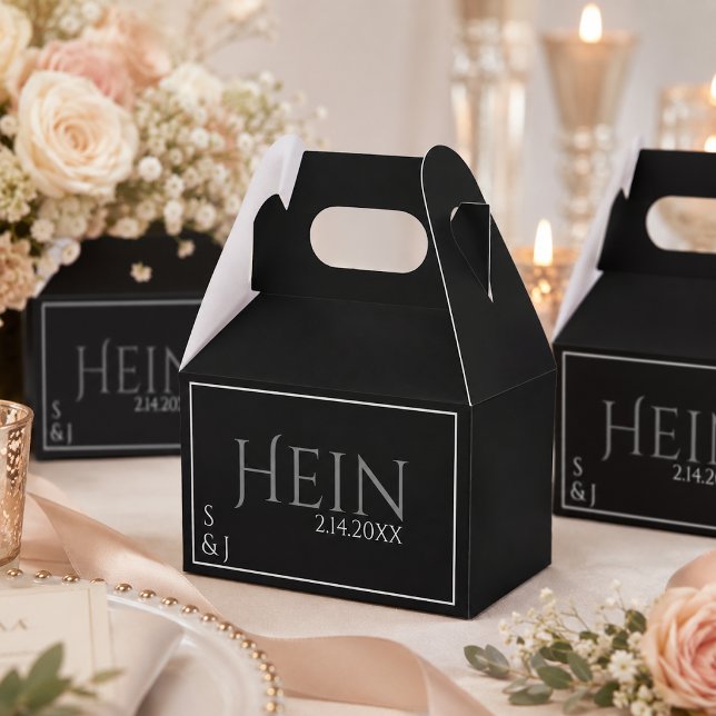 Ballotins Initiales de monogramme noir Date Mariage  (Créateur téléchargé)