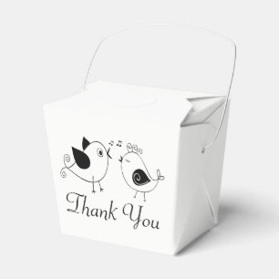 Ballotins Inséparables Merci Mariage Oiseaux Noir Blanc