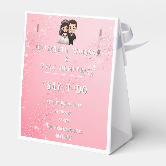 Ballotins Invitations de mariage rose avec étincelles de dia (Arrière)