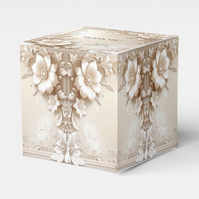 Ballotins Ivory Flowers Favor Box (Verso)
