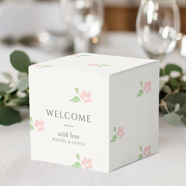 Ballotins Ivory | Petit Blush Rose Floral Initials Mariage  (Créateur téléchargé)
