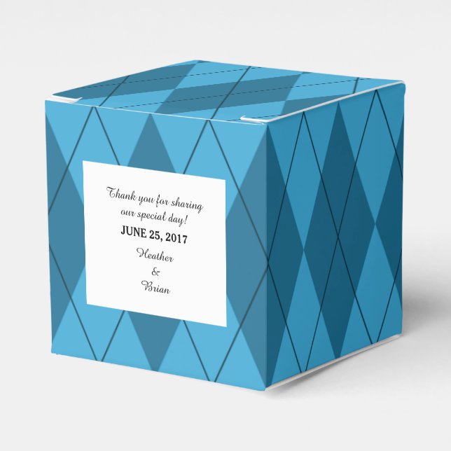 Ballotins Jacquard Bleu Mariage Faveur Boîtes (Verso)