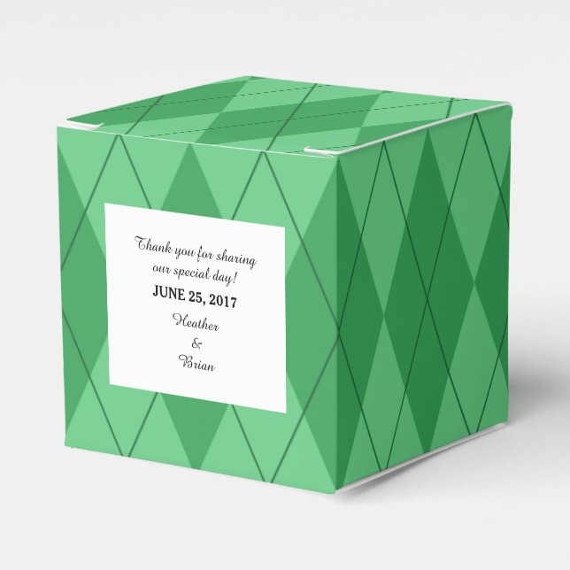 Ballotins Jacquard Vert Mariage Faveur Boîtes (Verso)