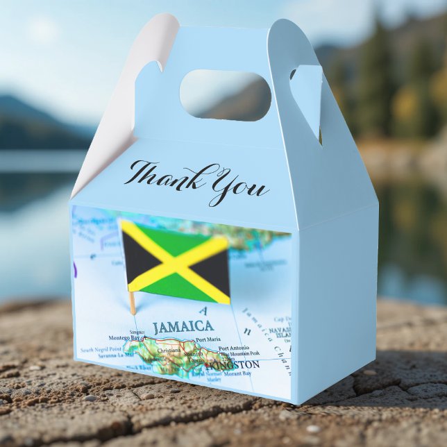 Ballotins Jamaïque Drapeau Island Jamaïque Carte Merci bleu (Jamaican Flag Island Jamaica Map Blue Thank You Favor Boxes
)
