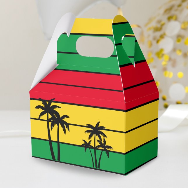 Ballotins Jamaïque Rasta Colours Île Palmiers Jamaïcain (jamaica beach palm tree Jamaican rasta colors favor box)