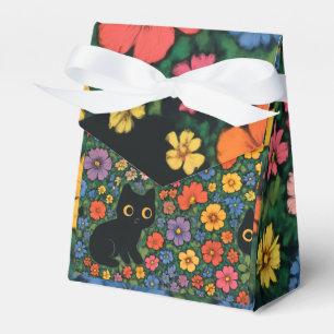 Ballotins Jardin mignon art – Motif floral de chat noir mign