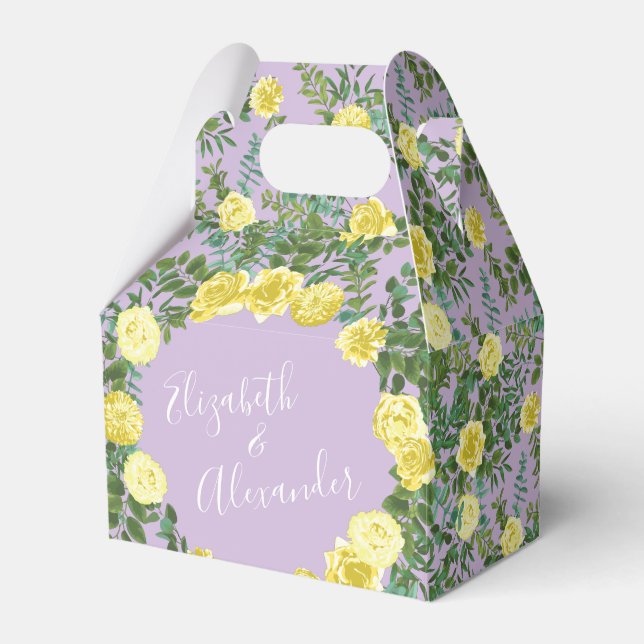Ballotins Jaune clair & Lilac Purple & Rose Floral Mariage (Verso)