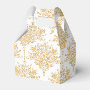 Ballotins Jaune doré et blanc floral damassé
