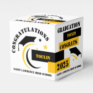 Ballotins Jaune Noir Blanc Graduation 2025 Custom Party