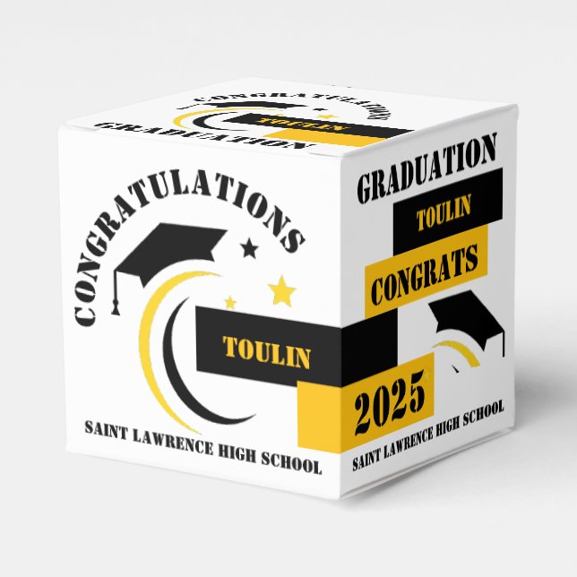 Ballotins Jaune Noir Blanc Graduation 2025 Custom Party (Verso)