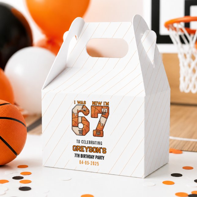Ballotins J'avais 6 ans maintenant j'ai 7 ans Basket-ball –  (I Was 6 Now I’m 7 Basketball – 7th Birthday Party Favor Boxes
)