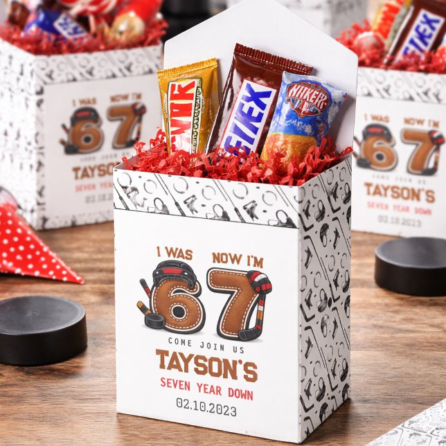 Ballotins J'avais 6 ans, maintenant j'ai 7 ans – Fête d'anni (I Was 6, Now I’m 7 – Hockey 7th Birthday Party Favor Boxes
)