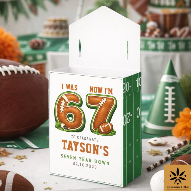 Ballotins J'avais 6 ans, maintenant j'ai 7 ans – Football Am (I Was 6, Now I’m 7 – Football America 7th Birthday Favor Boxes
)