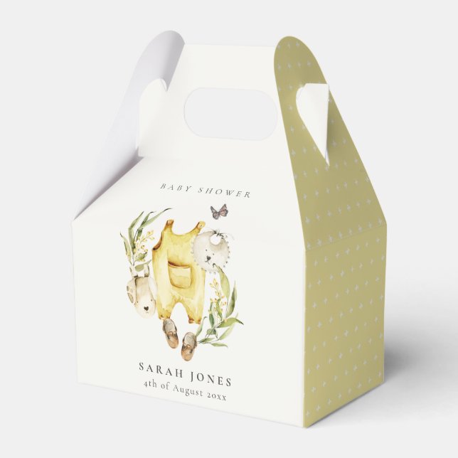 Ballotins Joli Baby shower en feuillage jaune Vêtements (Verso)