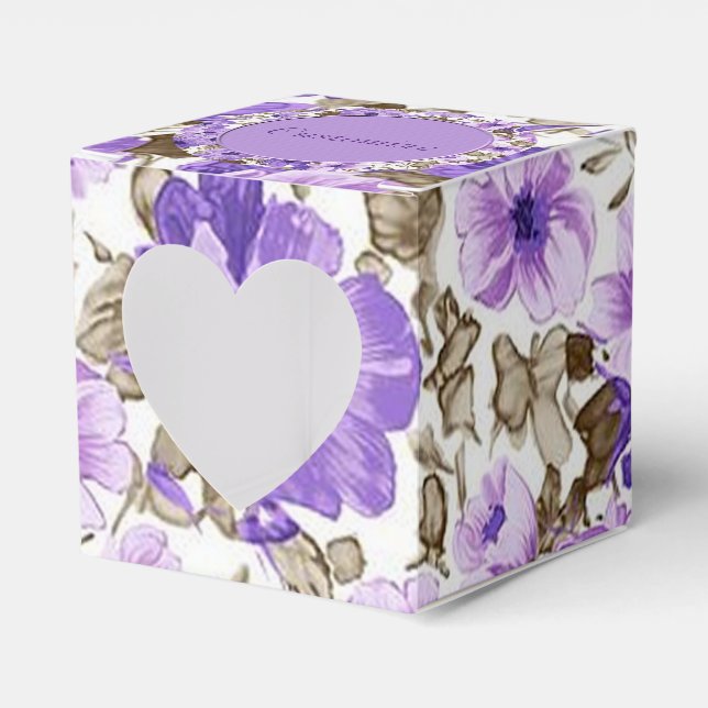Ballotins Joli Ballotin de Cube Florale violet et blanc (Verso)