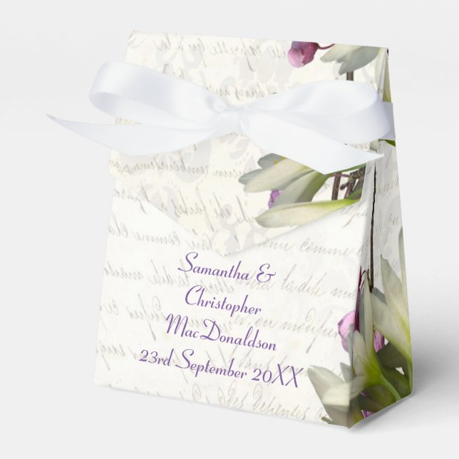 Ballotins Joli blanc mauve fleurs florales mariage (Verso)