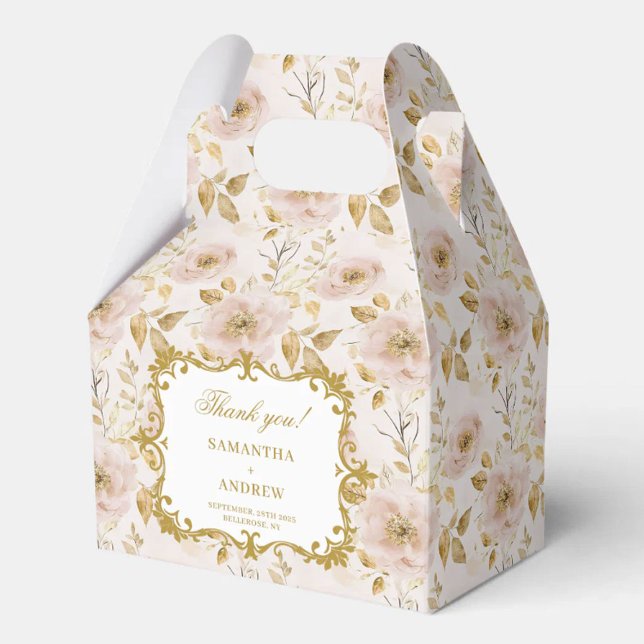 Ballotins Joli Blush Gold Wedding boîte de préférence avec é (Pretty Blush Gold Wedding Favor Box with Elegant)