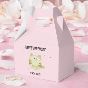 Ballotins Joli chat brun motif rose joyeux anniversaire