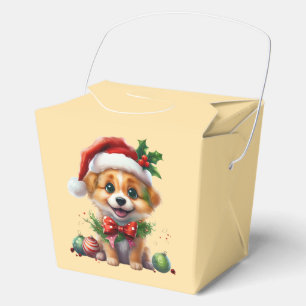 Ballotins Joli chiot de Noël avec le chapeau de Père Noël et