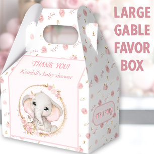 Ballotins Joli Eléphant rose Fleurs Baby shower Grand