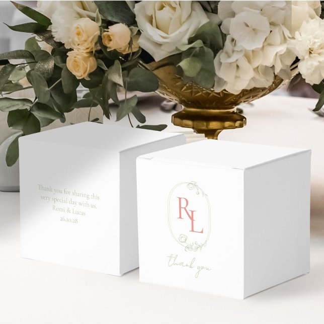 Ballotins Joli Mariage Floral Couple Merci Monogramme (Créateur téléchargé)