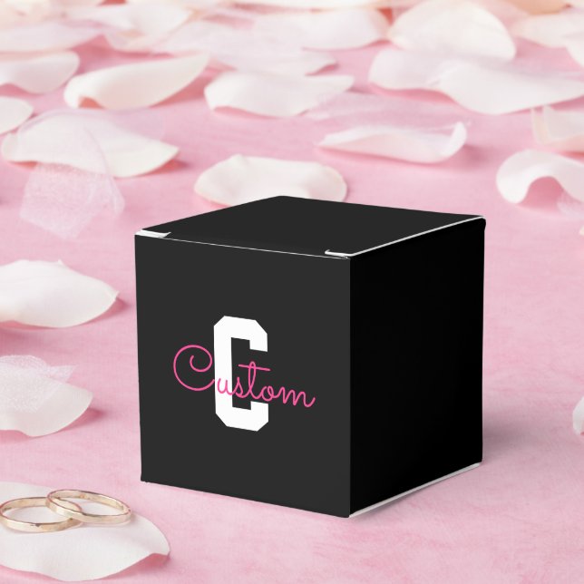 Ballotins Joli nom et monogramme | Noir blanc et rose (Mariage)