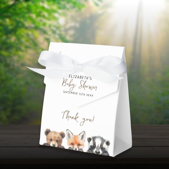 Ballotins Jolie aquarelle Baby shower d'animaux de bois (Cute Watercolor Woodland Animals Baby Shower Favor Boxes)