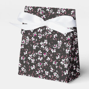 Ballotins jolie petite fleur blanche rose sur fond noir