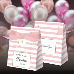 Ballotins Jolie Rayure Rose Baptême