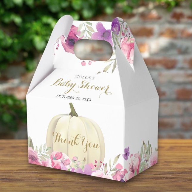 Ballotins Jolie Remerciement Fleur de Citrouille Baby Shower (Cute Pumpkin Floral Thank You Baby Shower Favor Box)