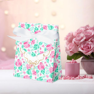 Ballotins Jolie rose rose florale ruban doré Baby shower