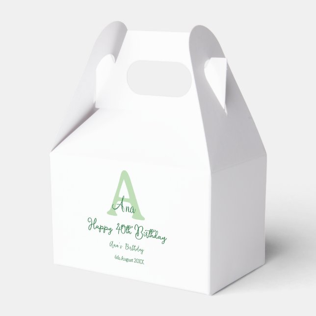 Ballotins Joyeux 40e anniversaire vert ajouter nom monogramm (Verso)