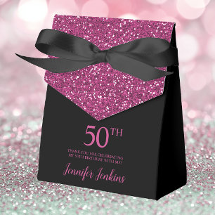 Ballotins Joyeux 50e Anniversaire Noir Rose Chaud Paillettes