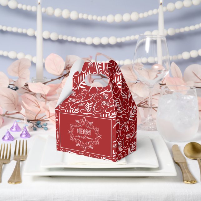 Ballotins Joyeux Noël Festive Foliage Rouge Vintage Déco (Mariage)