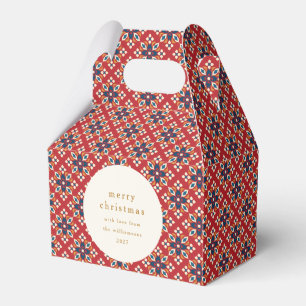 Ballotins Joyeux Noël vintage rouge bleu géométrique