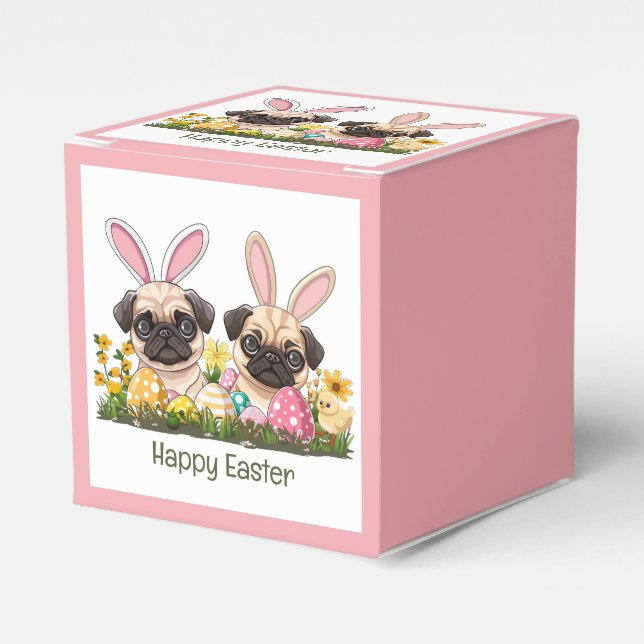 Ballotins Joyeux Pâques Pug Chiens Oreilles de Lapin (Verso)